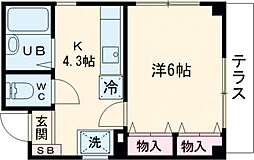 東京メトロ有楽町線 平和台駅 徒歩4分の賃貸マンション 1階1Kの間取り