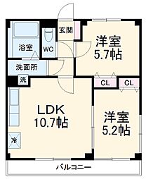 リライアブルパレスI 2階2LDKの間取り