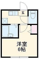 タックフォレスト四ツ木 3階1Kの間取り