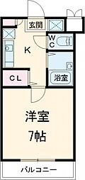 京王線 千歳烏山駅 徒歩14分の賃貸マンション 2階1Kの間取り