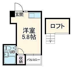 JR総武本線 市川駅 徒歩12分の賃貸アパート 1階ワンルームの間取り