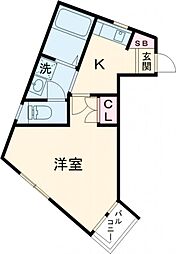 東京メトロ有楽町線 地下鉄成増駅 徒歩6分の賃貸マンション 2階1Kの間取り