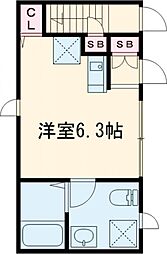 Ｐｌａｔａｎｕｓ　Ｃｏｕｒｔ 1階ワンルームの間取り