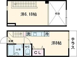 京王線 つつじヶ丘駅 徒歩6分の賃貸アパート 1階ワンルームの間取り