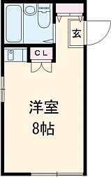 コーポＦＵＳＨＩＭＩ 1階ワンルームの間取り
