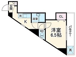 JR総武線 西千葉駅 徒歩6分の賃貸マンション 2階1Kの間取り