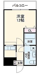 ダイワティアラ村上I 3階1Kの間取り