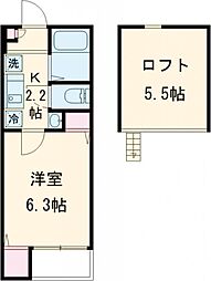 ノルデスタ小竹 3階1Kの間取り