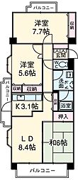 名古屋市営桜通線 桜山駅 徒歩14分の賃貸マンション 4階3LDKの間取り