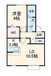 ピュア江南 1階1LDKの間取り