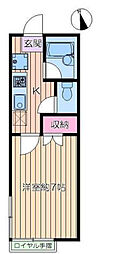 東武伊勢崎線 五反野駅 徒歩7分の賃貸アパート 2階1Kの間取り