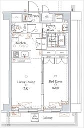 都営三田線 板橋本町駅 徒歩4分の賃貸マンション 5階1LDKの間取り