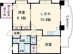 JR鹿児島本線 箱崎駅 徒歩4分の賃貸マンション 3階2LDKの間取り