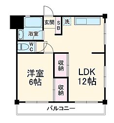 石井コーポ 3階1LDKの間取り