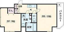 クレアール巣鴨 5階2Kの間取り