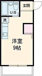 コーポハナブサ 2階ワンルームの間取り