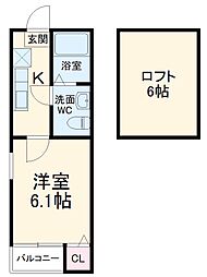 ラフィナート黄金 1階1Kの間取り