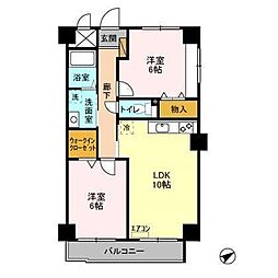 ＮＴマンション 2階2LDKの間取り