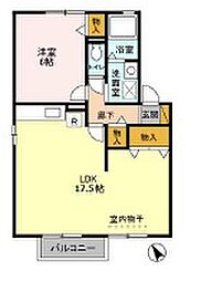 グランパール 1階1LDKの間取り