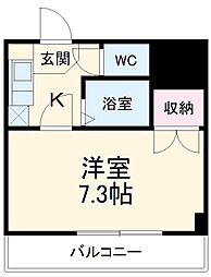 名古屋市営鶴舞線 いりなか駅 徒歩6分の賃貸マンション 4階1Kの間取り