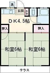 コーポ峰 1階2Kの間取り