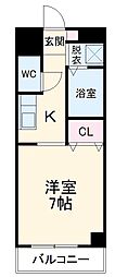 名古屋市営鶴舞線 浄心駅 徒歩11分の賃貸マンション 3階1Kの間取り