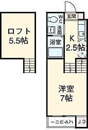 名古屋市営名城線 志賀本通駅 徒歩8分の賃貸アパート 2階1Kの間取り