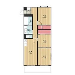 名古屋市営鶴舞線 浄心駅 徒歩8分の賃貸マンション 3階3LDKの間取り
