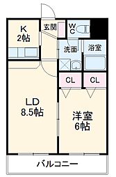 名古屋市営鶴舞線 庄内通駅 徒歩7分の賃貸マンション 3階1LDKの間取り