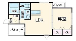 ヴィレッタ南行徳 1階1LDKの間取り
