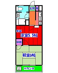 行徳マンション 5階2Kの間取り