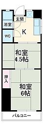 名古屋市営名城線 ナゴヤドーム前矢田駅 徒歩13分の賃貸マンション 4階2Kの間取り