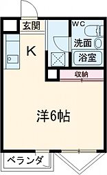 京王相模原線 京王多摩センター駅 徒歩15分の賃貸マンション 2階ワンルームの間取り