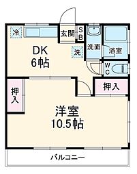 コーポながい 1階1DKの間取り
