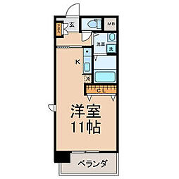 ボヌール千代田 2階ワンルームの間取り