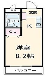 ベイグランデ北栄 4階ワンルームの間取り