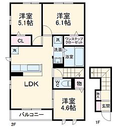 センチュリーハイムすみよし台III 2階3LDKの間取り