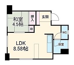 名古屋市営東山線 今池駅 徒歩5分の賃貸マンション 6階1LDKの間取り