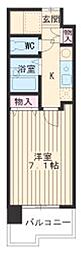 モナティス那古野 5階1Kの間取り