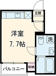 JR中央線 国分寺駅 徒歩13分の賃貸アパート 1階ワンルームの間取り