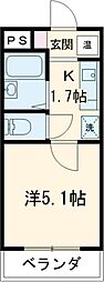 インティメイトハイツ 4階1Kの間取り