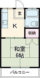 コーポ高橋 2階1Kの間取り