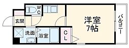 名鉄名古屋本線 東枇杷島駅 徒歩8分の賃貸マンション 3階1Kの間取り