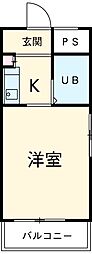 ドール神宮西 6階ワンルームの間取り