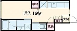 小田急小田原線 千歳船橋駅 徒歩13分の賃貸アパート 1階ワンルームの間取り