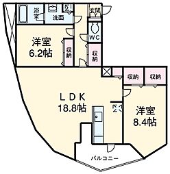 プロシード金山2 13階2LDKの間取り