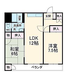 メゾン新浜 2LDKの間取図画像