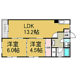 ライフステージ新道 5階2LDKの間取り