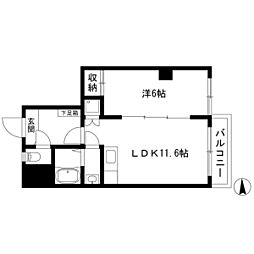 名古屋市営鶴舞線 上前津駅 徒歩7分の賃貸マンション 3階1LDKの間取り