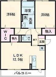 JR南武線 矢野口駅 徒歩5分の賃貸アパート 2階2LDKの間取り